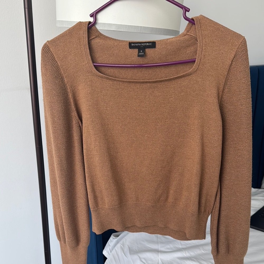 Banana Republic Brown Crew Neck Sweater Knit Fitted